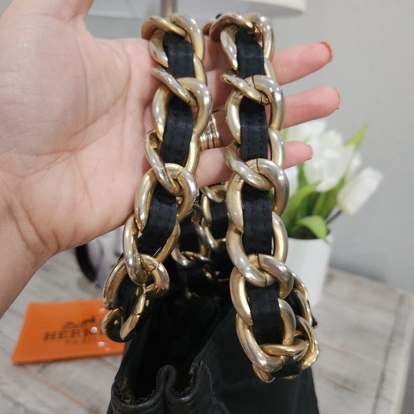 MOSCHINO nylon and chain bag